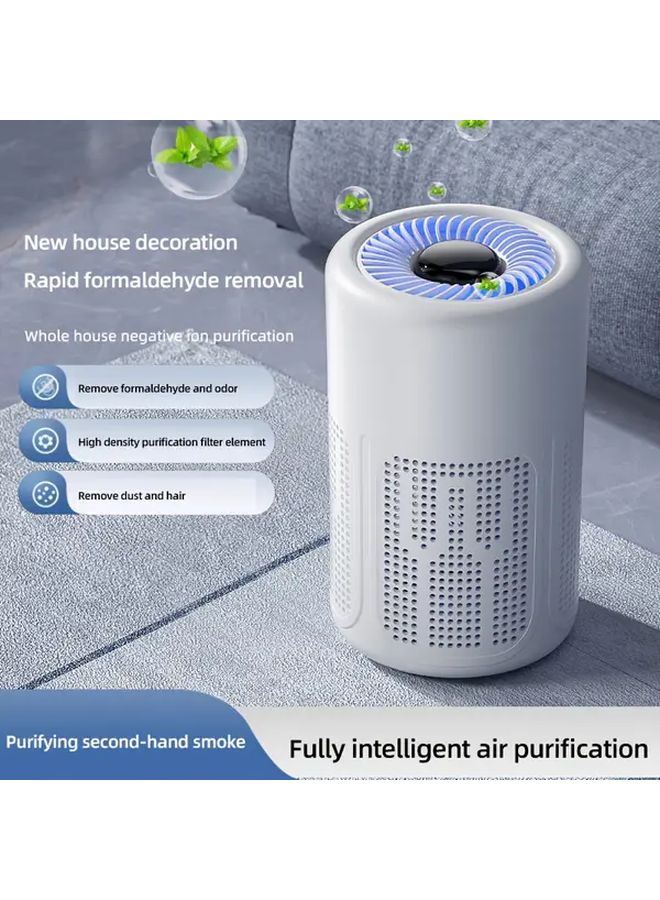 منقي الهواء المحمول الأبيض USB بتقنية الأيونات السالبة يزيل الفورمالديهايد والدخان والروائح ومسببات الحساسية والغبار - Image 1